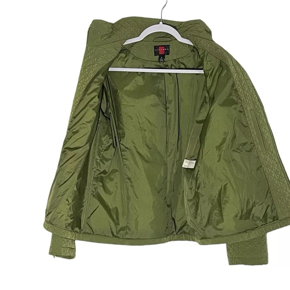 Gallery Olive Green Quilted Full Zip Jacket Pockets sz Large - Picture 8 of 12